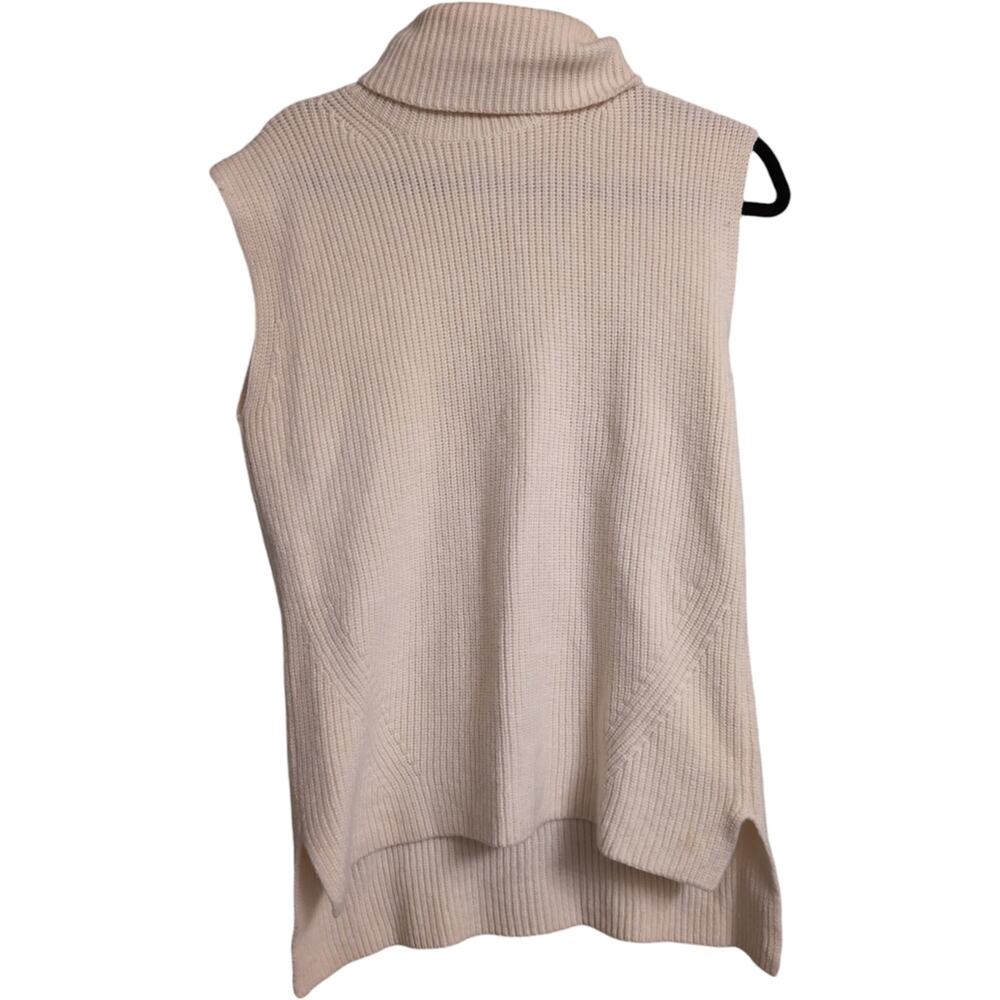 Everlane Tan Beige Sleeveless Turtleneck Ribbed Knit Wool Sweater Womens Size S